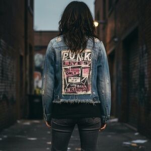 ✨NEW moto Punk Style Distressed Fringe Denim Jacket